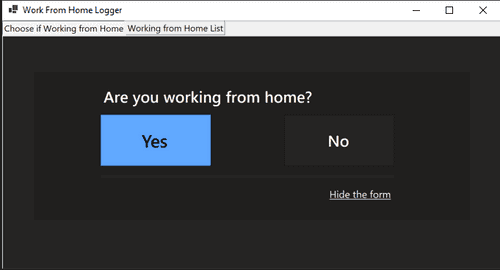 work from home logger user interface